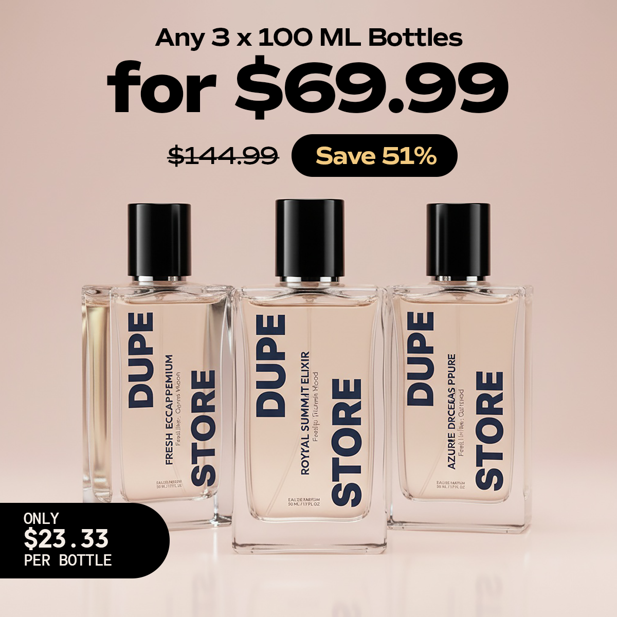 3X 100ml Perfume Bottles